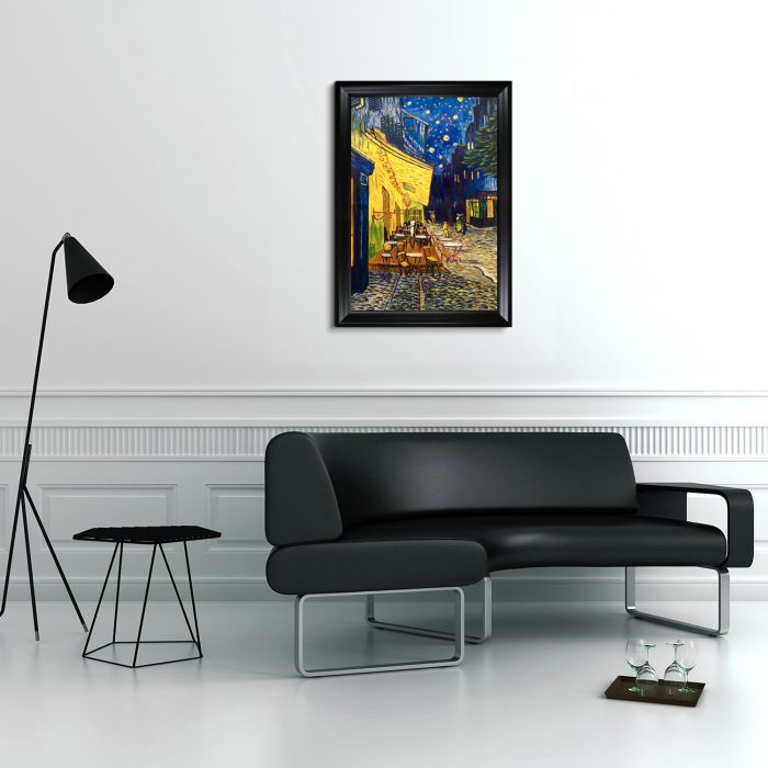 Cafe Terrace at Night (Luxury Line) Pre-Framed - Black Matte Frame 24"X36"