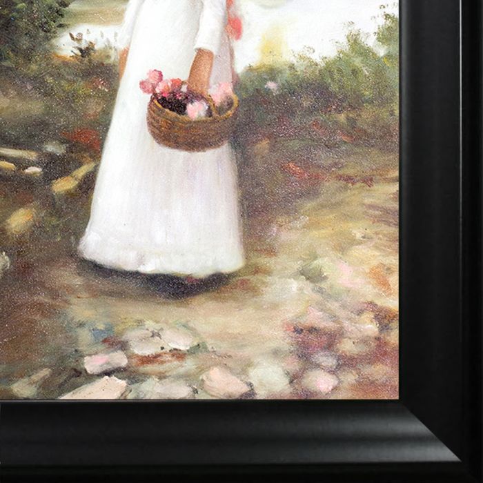 Gathering Summer Flowers in a Devonshire Garden Pre-framed - Black Matte Frame 20"X24"