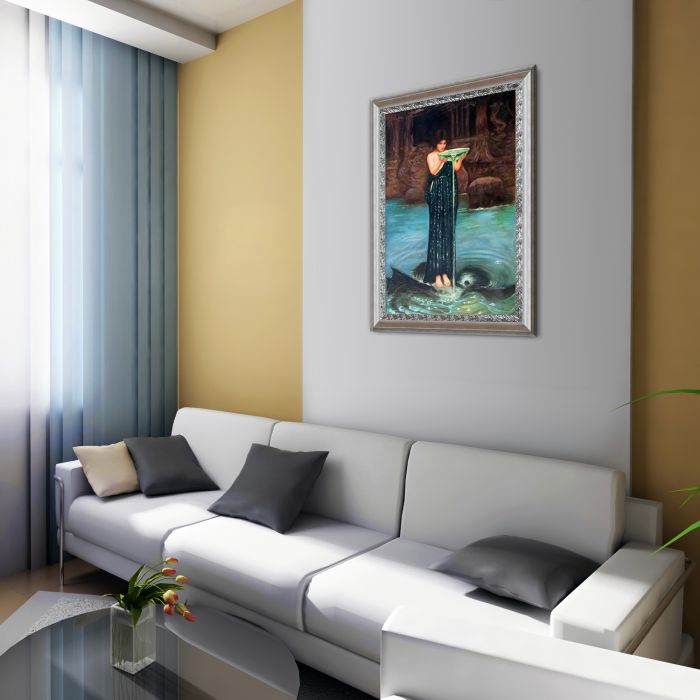 Circe Invidiosa, 1892 Pre-Framed - Athenian Silver Wave Custom Stacked Frame 24