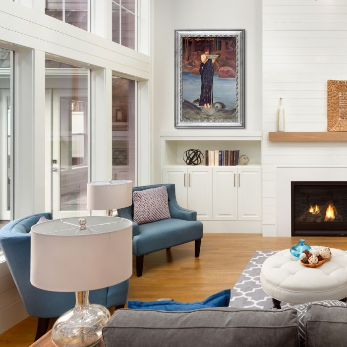 Circe Invidiosa, 1892 Pre-Framed - Athenian Silver Wave Custom Stacked Frame 24