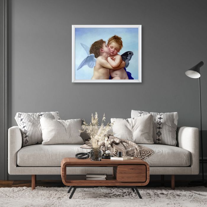 Cupid and Psyche as Children Pre-framed - Moderne Blanc Frame 20" X 24"