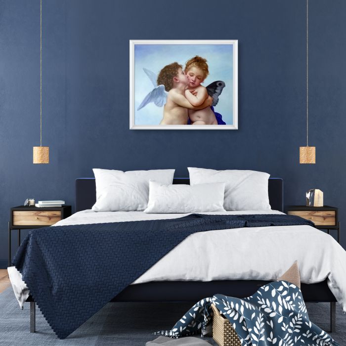 Cupid and Psyche as Children Pre-framed - Moderne Blanc Frame 20" X 24"