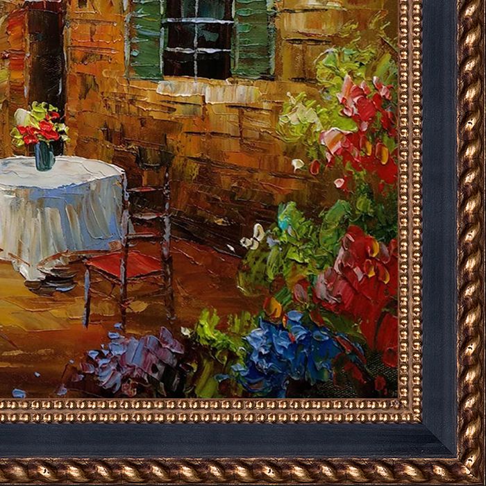 Cafe At Oceanside Pre-Framed - Verona Black and Gold Braid 20" X 24"