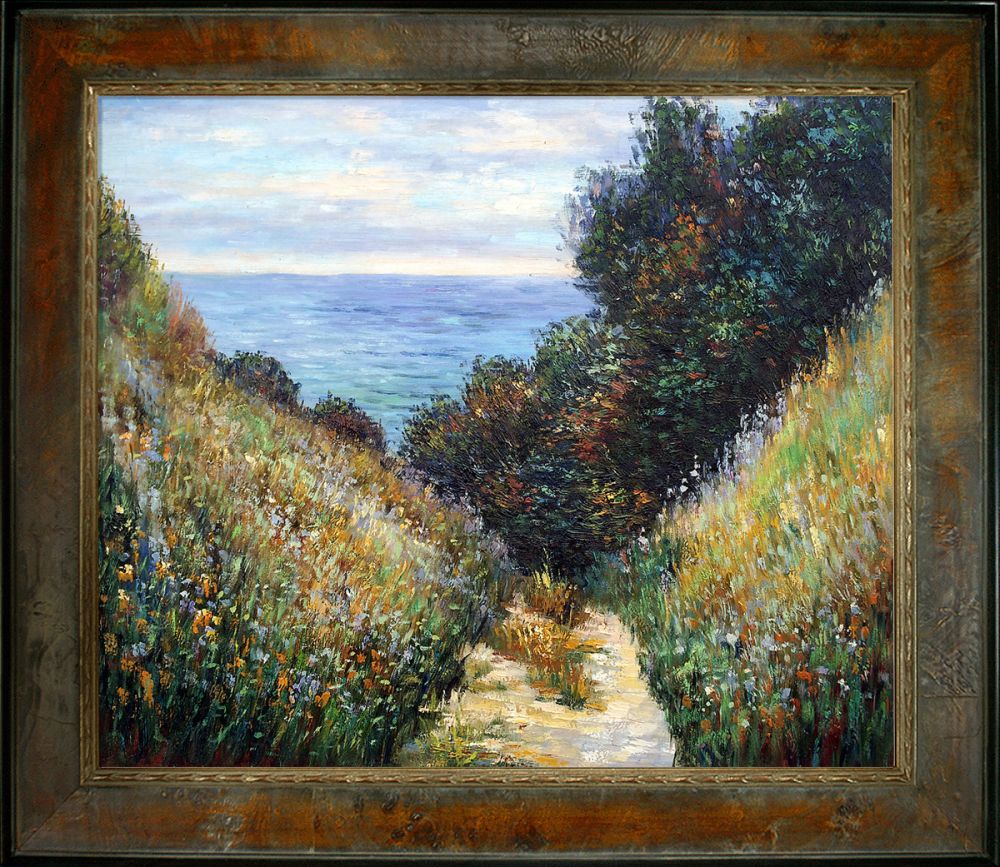 Chemin De La Cavee Pourville Pre-Framed - Sambrosa Distressed Honey Frame 20"X24"