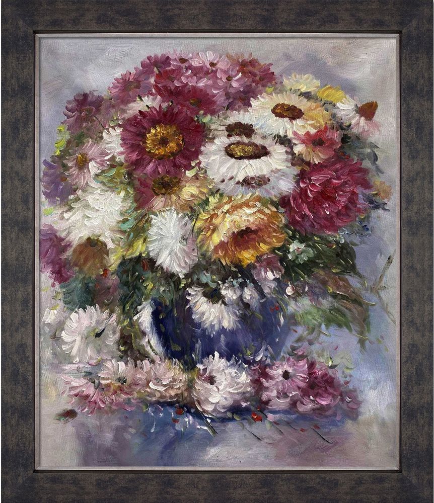 Impressionistic Flowers Pre-framed - Suede Premier Frame 20"X24"