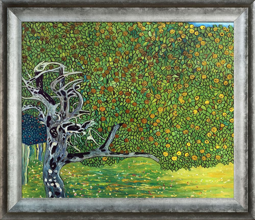 Golden Apple Tree (Luxury Line) Pre-Framed - Athenian Distressed Silver Frame 20"X24"