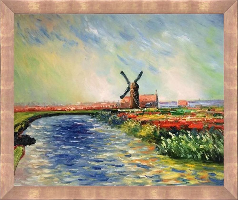 Tulip Field in Holland Pre-Framed Blushing Rose - Blushing Rose Gold Frame 20" X 24"