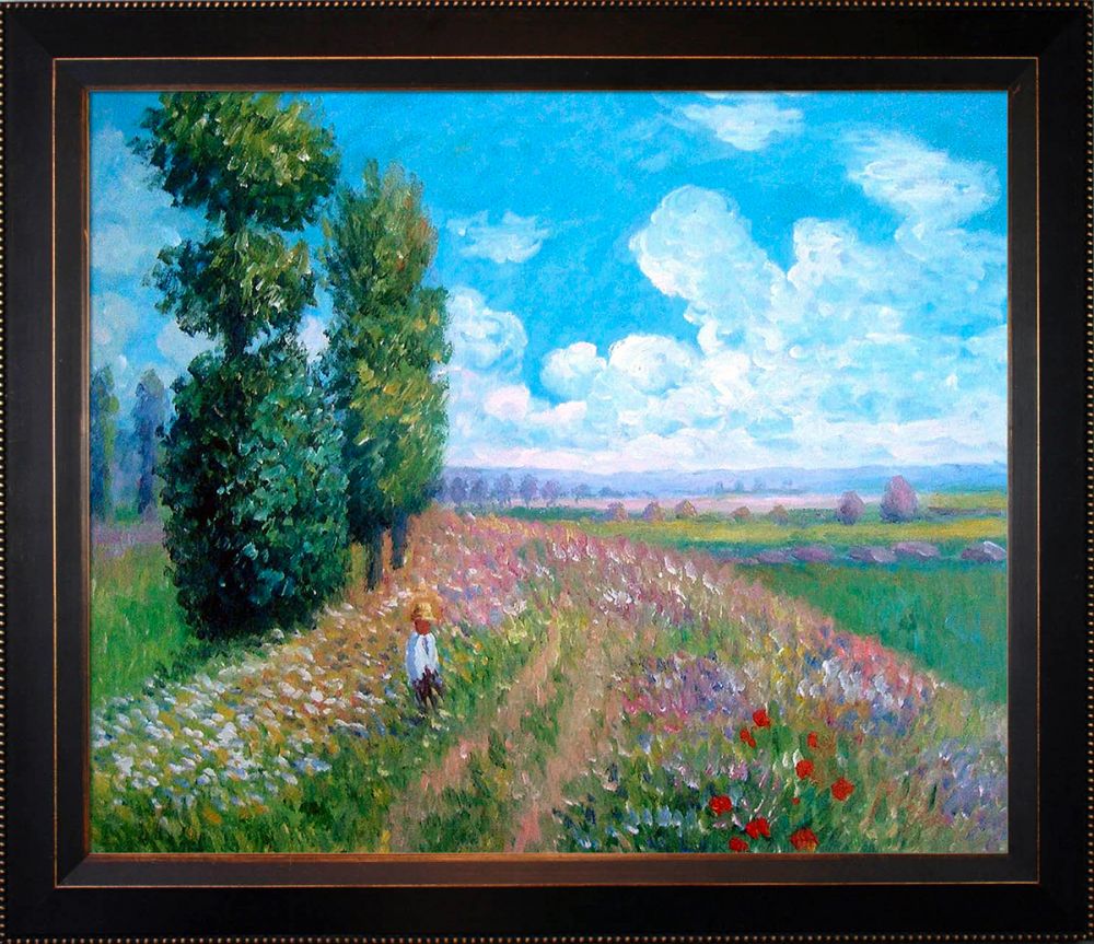 Field with Poplars Pre-Framed - Veine D'Or Bronze Angled Frame 20"X24"