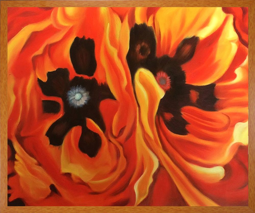 Oriental Poppies, 1928 Pre-Framed - Studio Pecan Wood Frame 20"X24"