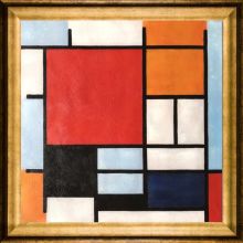Composition with Large Red Plane, Yellow, Black, Gray and Blue Preframed - Athenian Gold