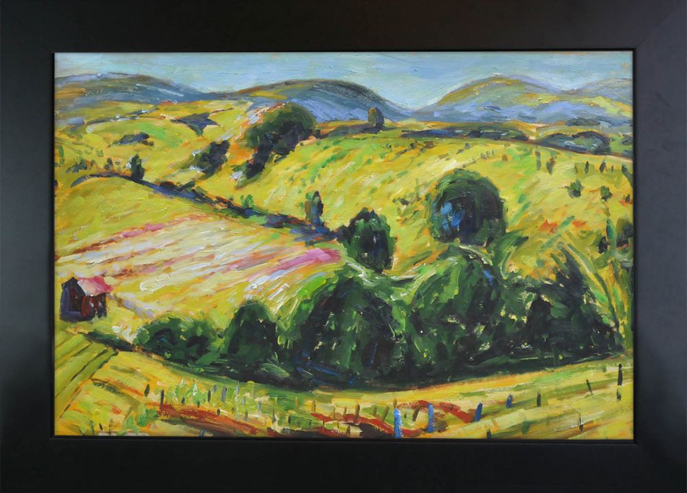 Fauve Landscape with Rolling Hills, 1914 Pre-Framed - New Age Black Frame 24"X36"