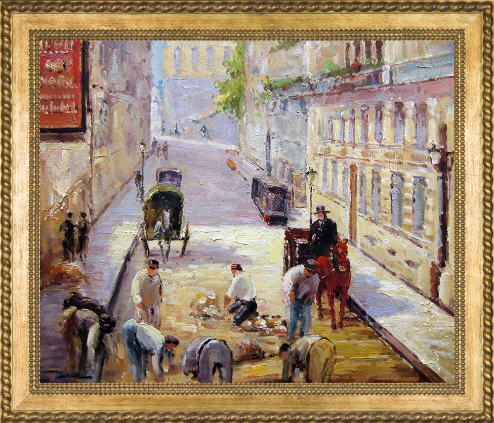 Rue Mosnier with Road Menders Pre-Framed - Verona Gold Braid Frame 20"X24"