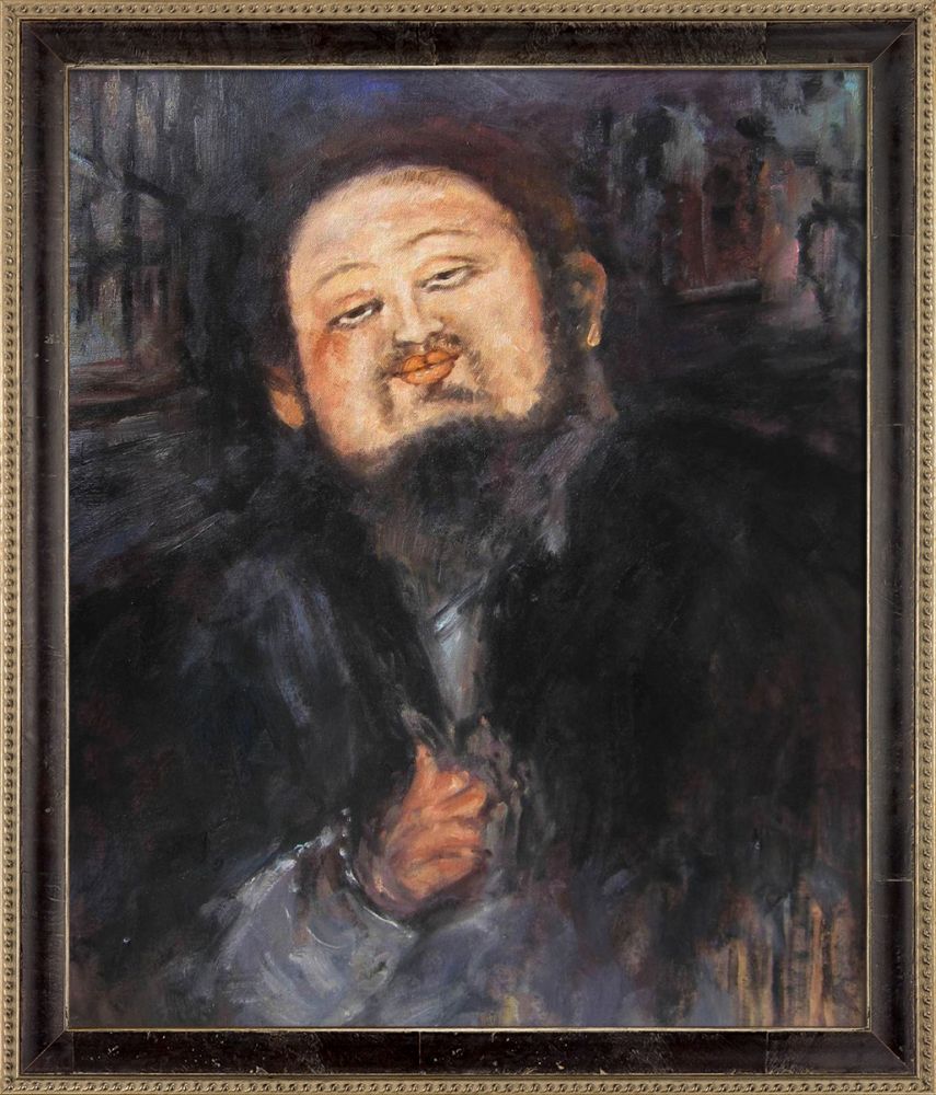 Portrait of Diego Rivera 2 Pre-Framed - Hermitage Cabernet Scooped Frame 20X24