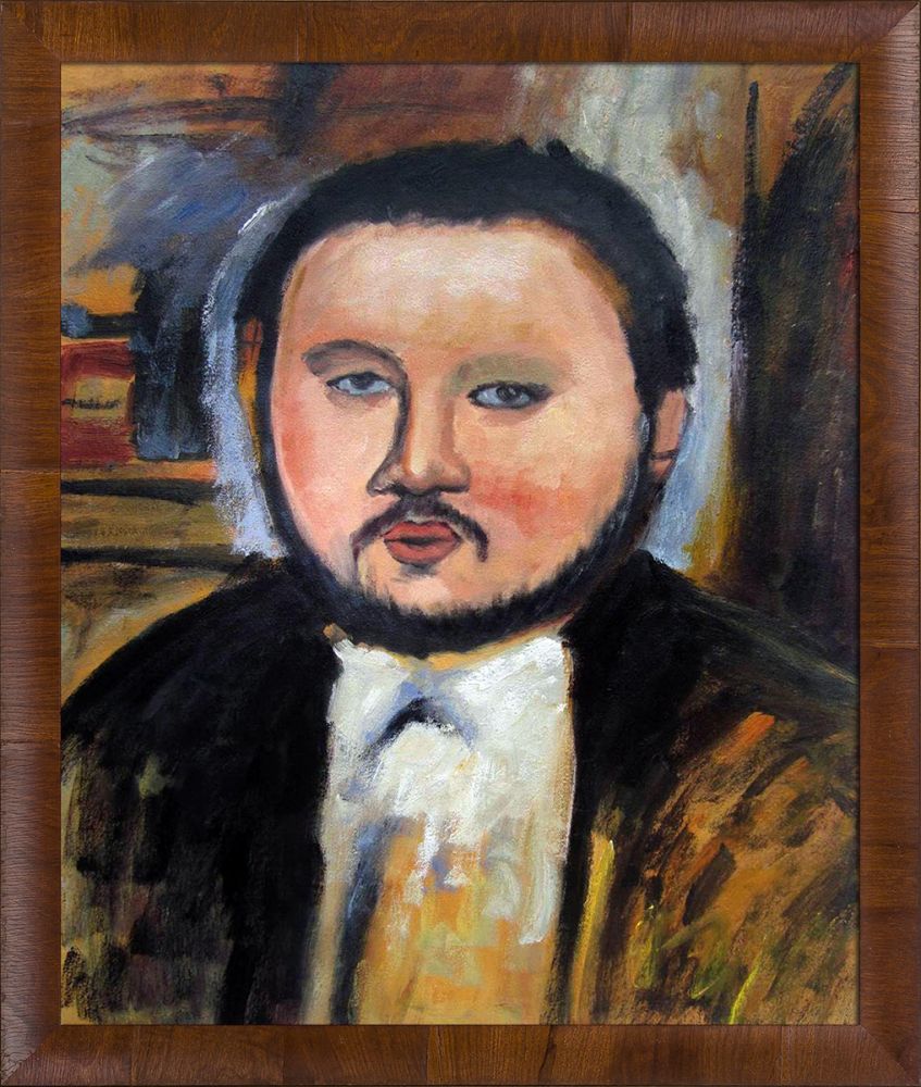 Portrait of Diego Rivera Pre-Framed - Panzano Olivewood Frame 20" X 24"
