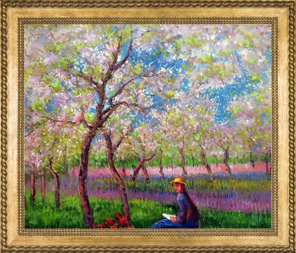 An Orchard in Spring Pre-Framed - Verona Gold Braid Frame 20"X24"