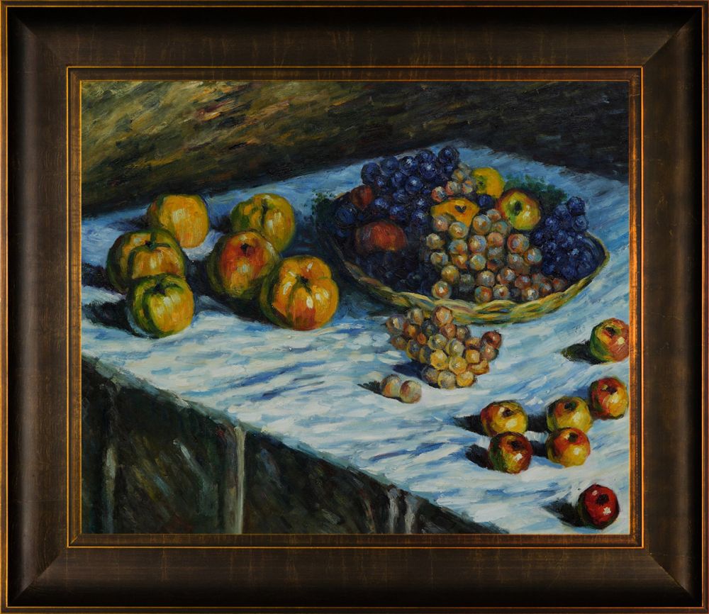 Still Life - Apples and Grapes Pre-Framed - Veine D'Or Bronze Scoop Frame 20"X24"