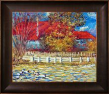 The Pond with Ducks in Autumn Pre-Framed