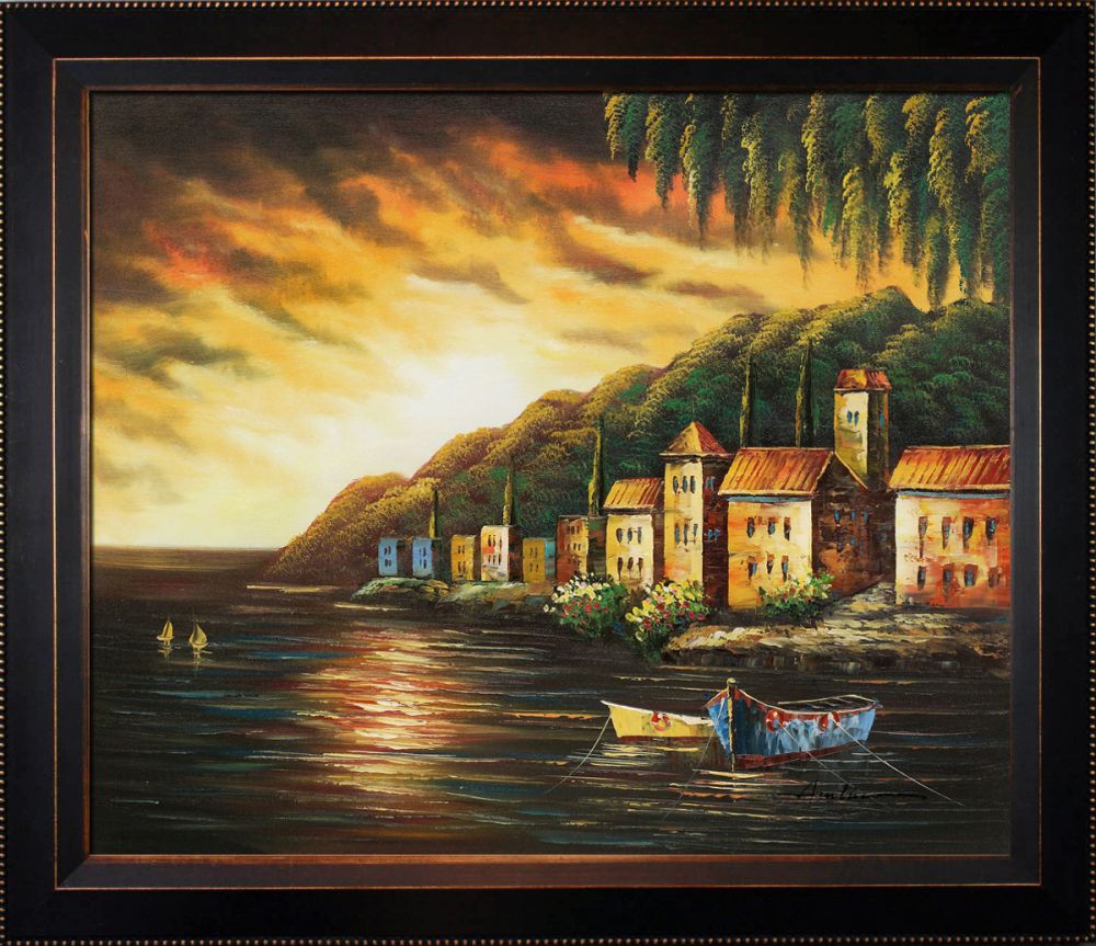 Coastline Sunset II Pre-Framed - Veine D'Or Bronze Angled Frame 20"X24"