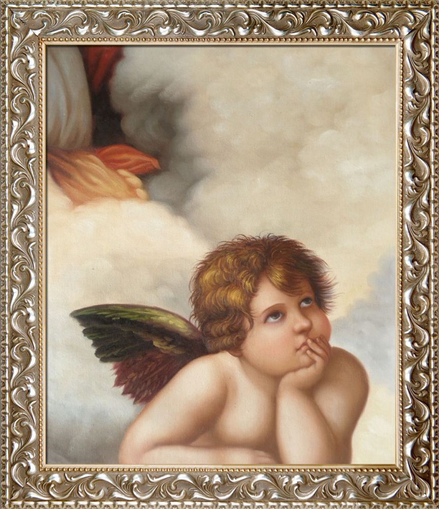 Madonna Sixtina (cherub detail) Pre-Framed - Rococo Silver 20"X24"