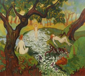 Three Bathers among the Irises