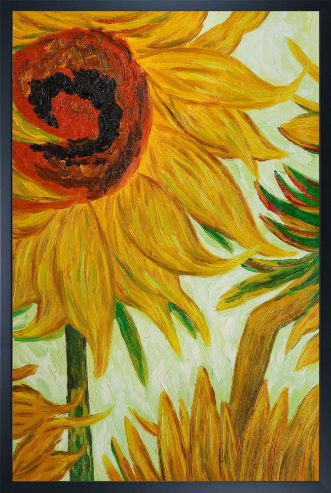 Sunflowers (detail) Pre-Framed - Studio Black Wood Frame 24"X36"