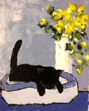 Black cat is sleeping