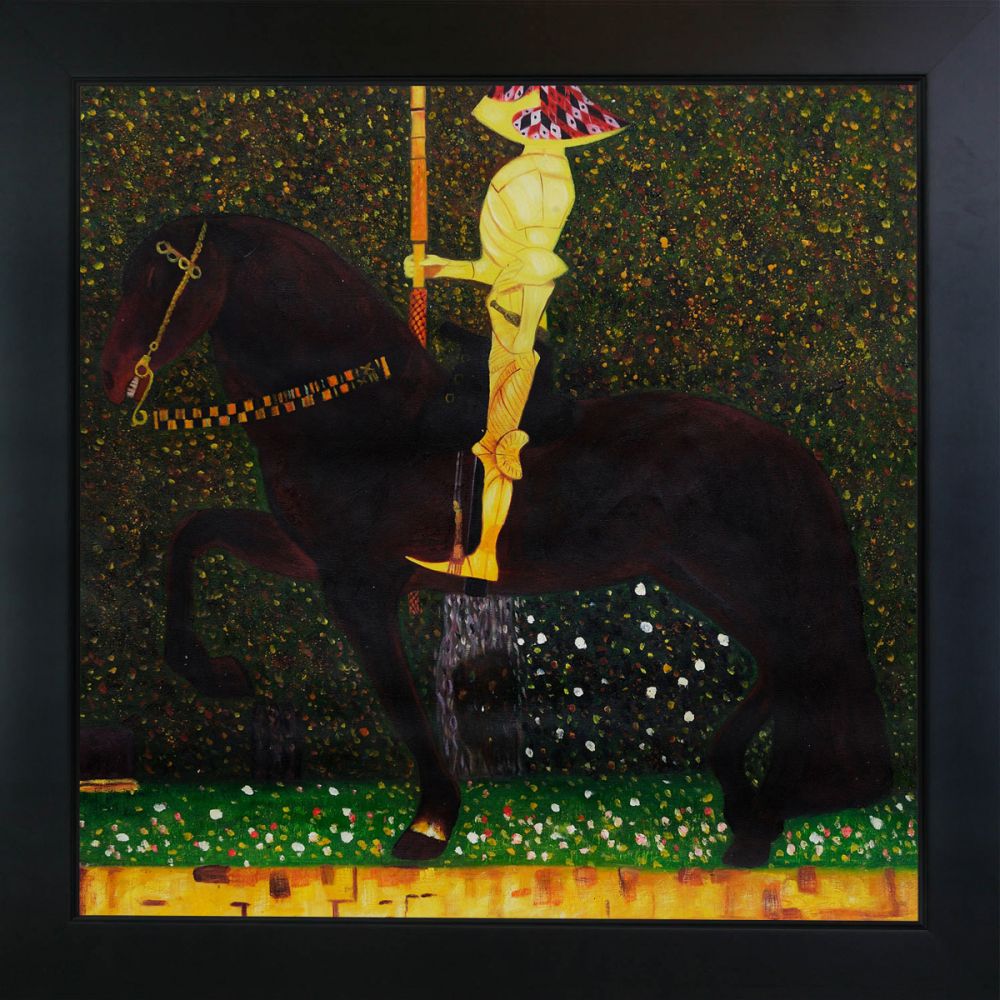 The Golden Knight Pre-Framed - New Age Black Frame 24"X24"