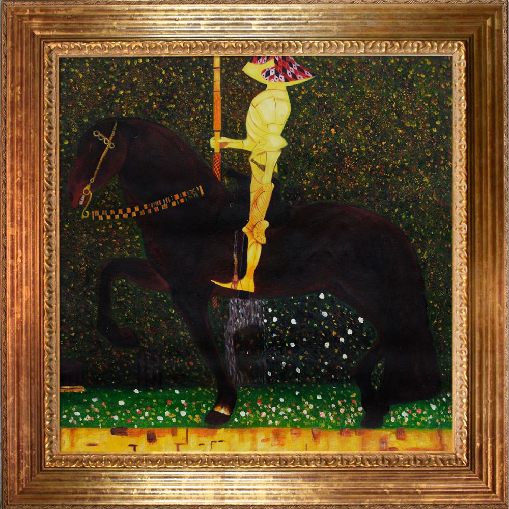 The Golden Knight Pre-Framed - Vienna Wood Frame 24"X24"