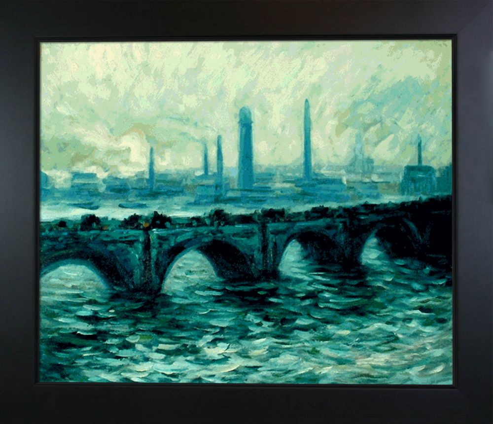 Waterloo Bridge Pre-Framed - New Age Black Frame 20"X24"