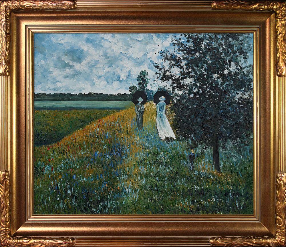 The Promenade Near Argenteuil Pre-Framed - Florentine Gold Frame 20"X24"