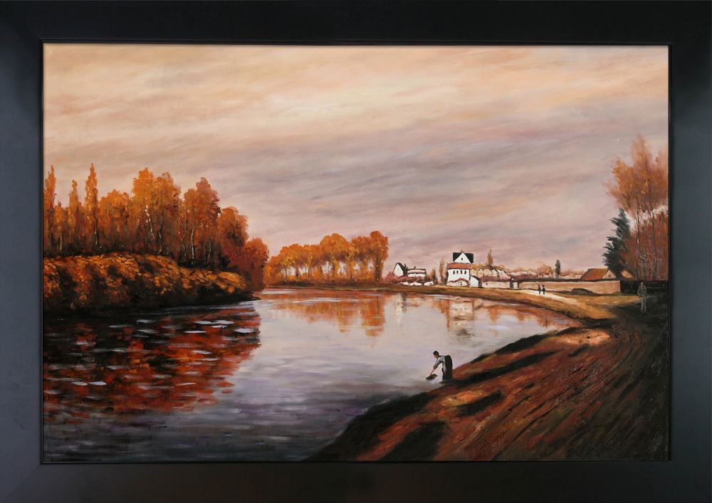 The Seine at Argenteuil Pre-Framed - New Age Black Frame 24"X36"