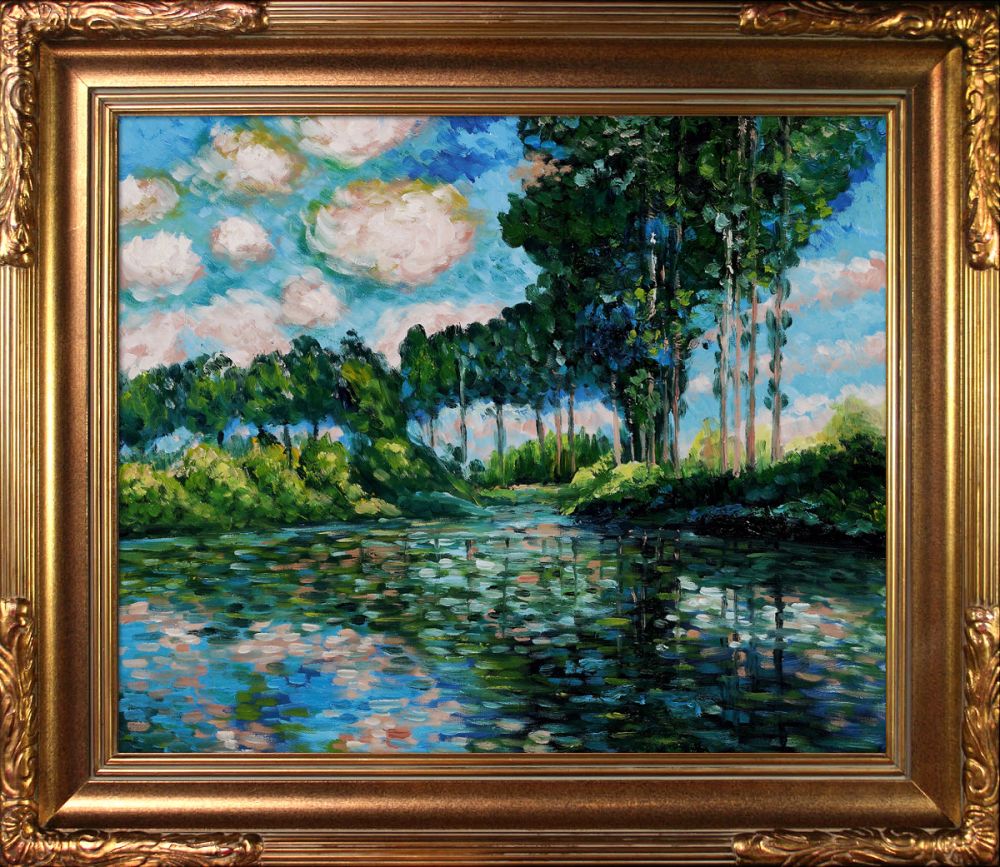 Poplars on the Banks of the Epte Pre-Framed - Florentine Gold Frame 20"X24"