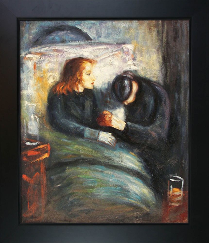 The Sick Child Pre-Framed - New Age Black Frame 20"X24"