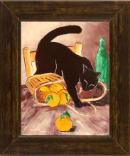 Return from Market with Black Cat by Atelier De Jiel Pre-Framed Canvas Print