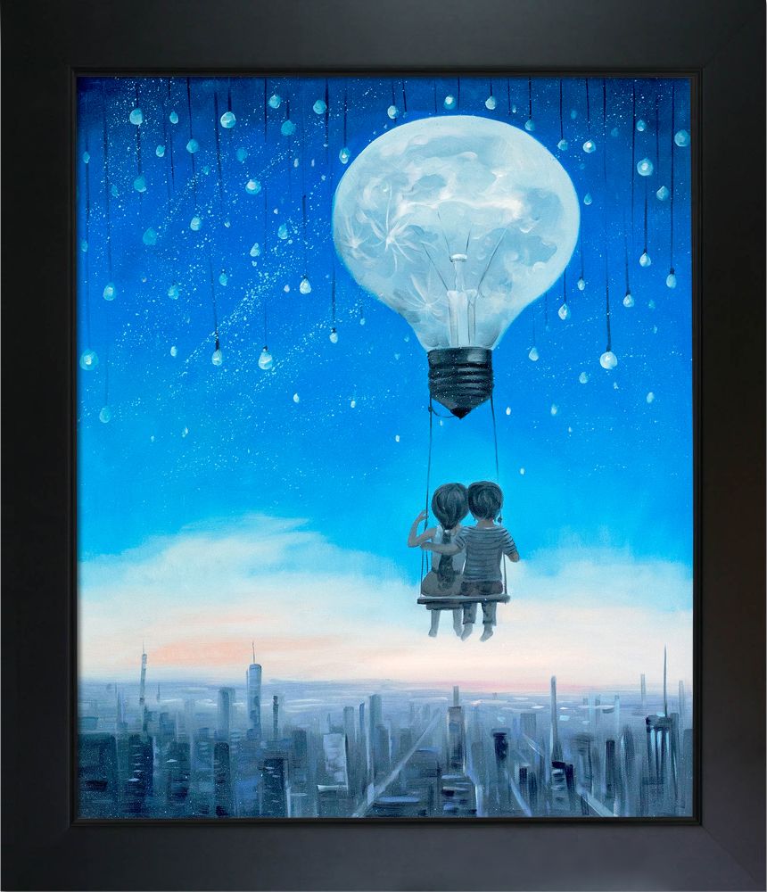 Our Love Will Light The Night Reproduction Pre-framed - New Age Black Frame 20"X24"