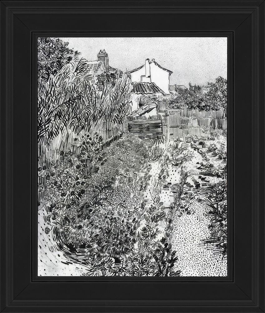 The Garden With Flowers Pre-framed - Black Gallery