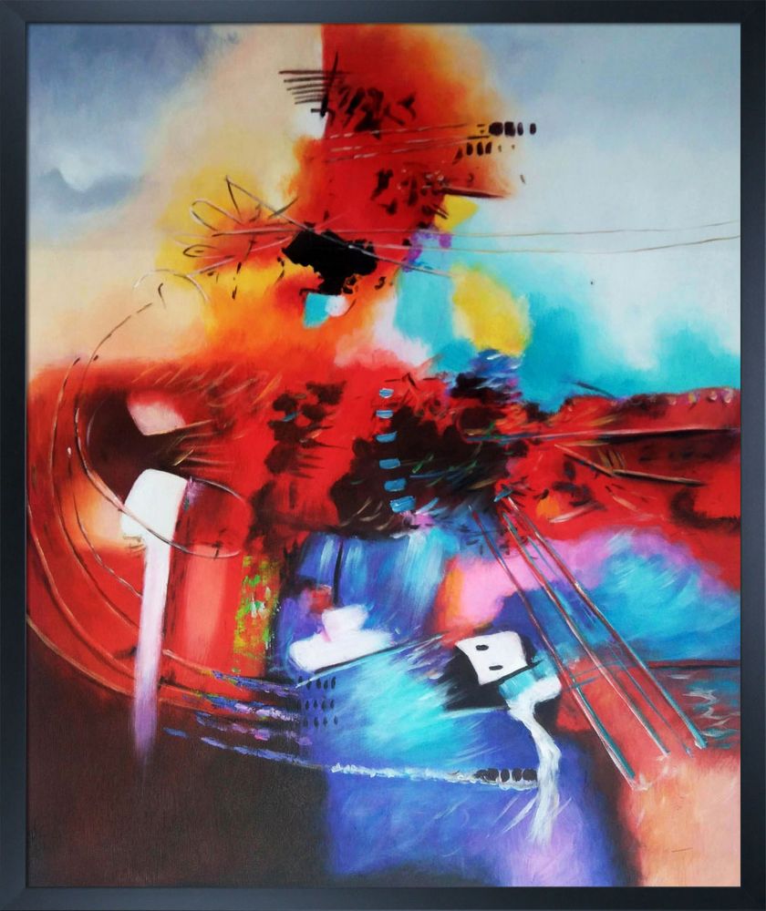 Abstract II Reproduction Pre-framed - Studio Black Wood Frame 20"X24"