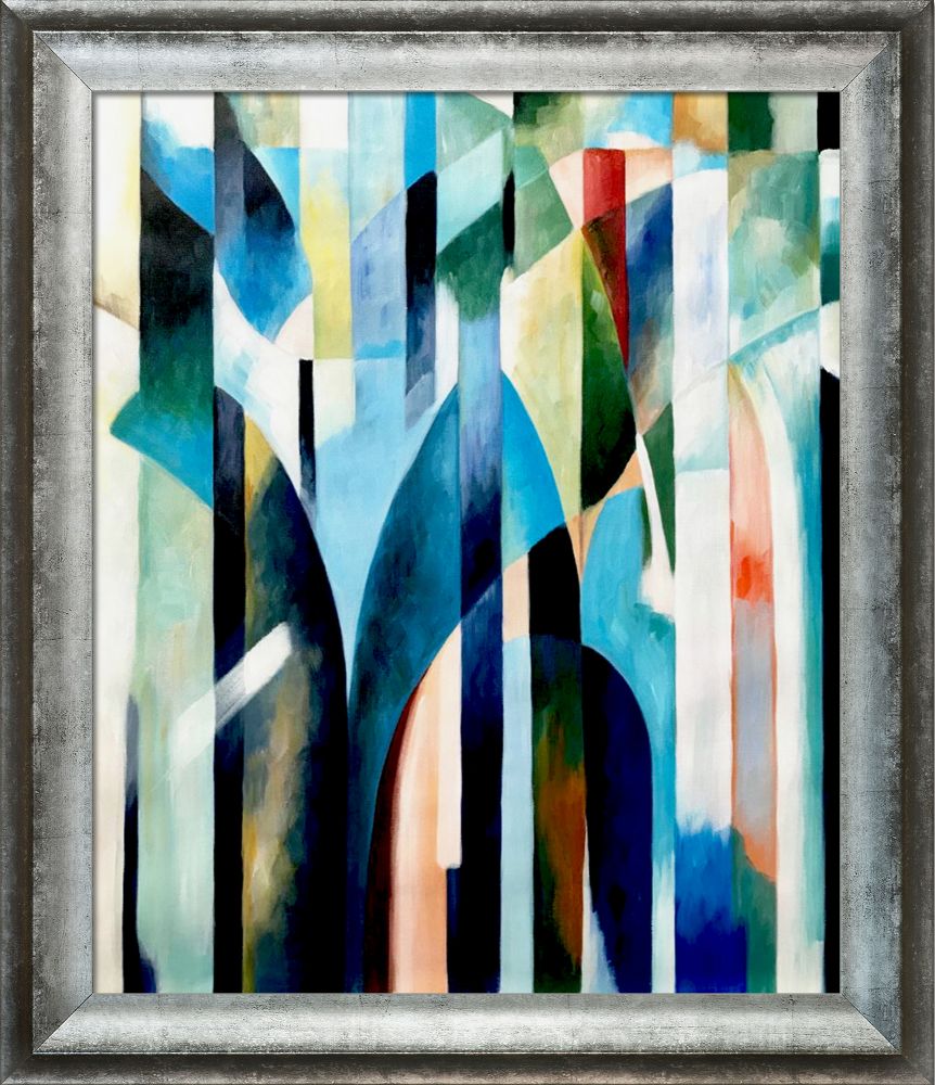 Blue Curve Reproduction Pre-framed - Athenian Distressed Silver Frame 20"X24"