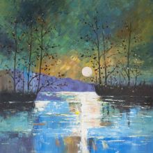 River, with Glowing Moon