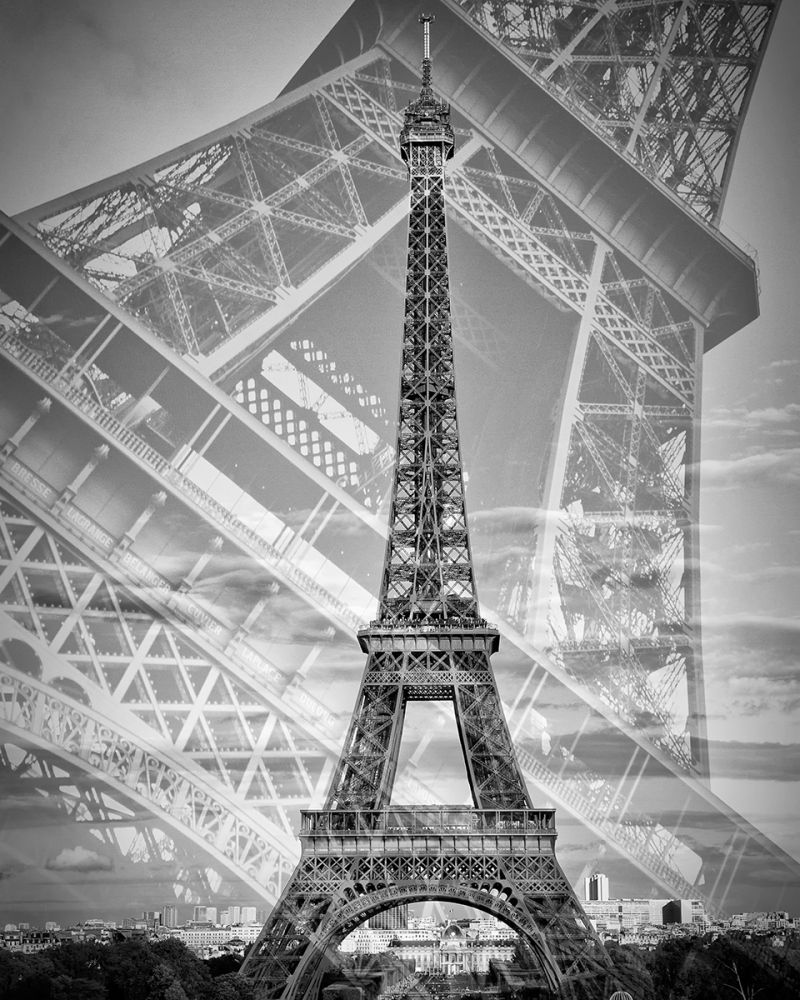 Eiffel Tower Double Exposure II Monochrome