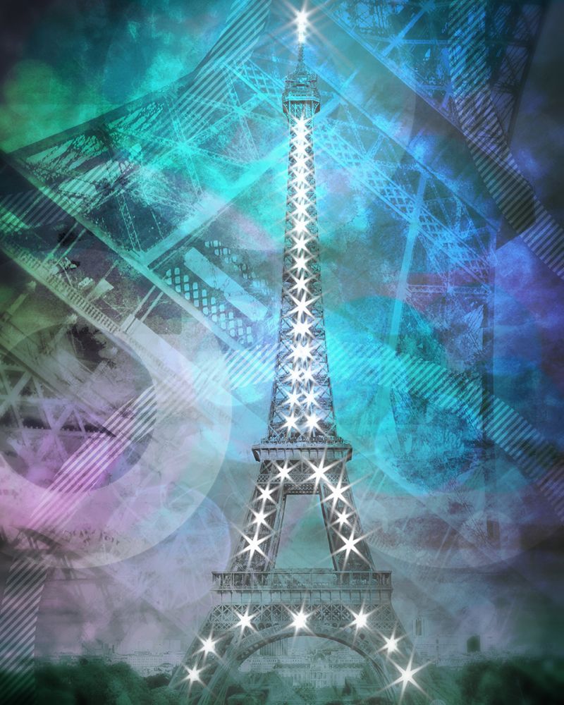 Illuminated Pop Art Eiffel Tower