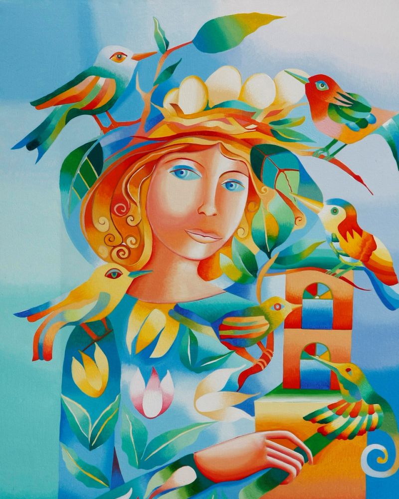 Woman with Birds