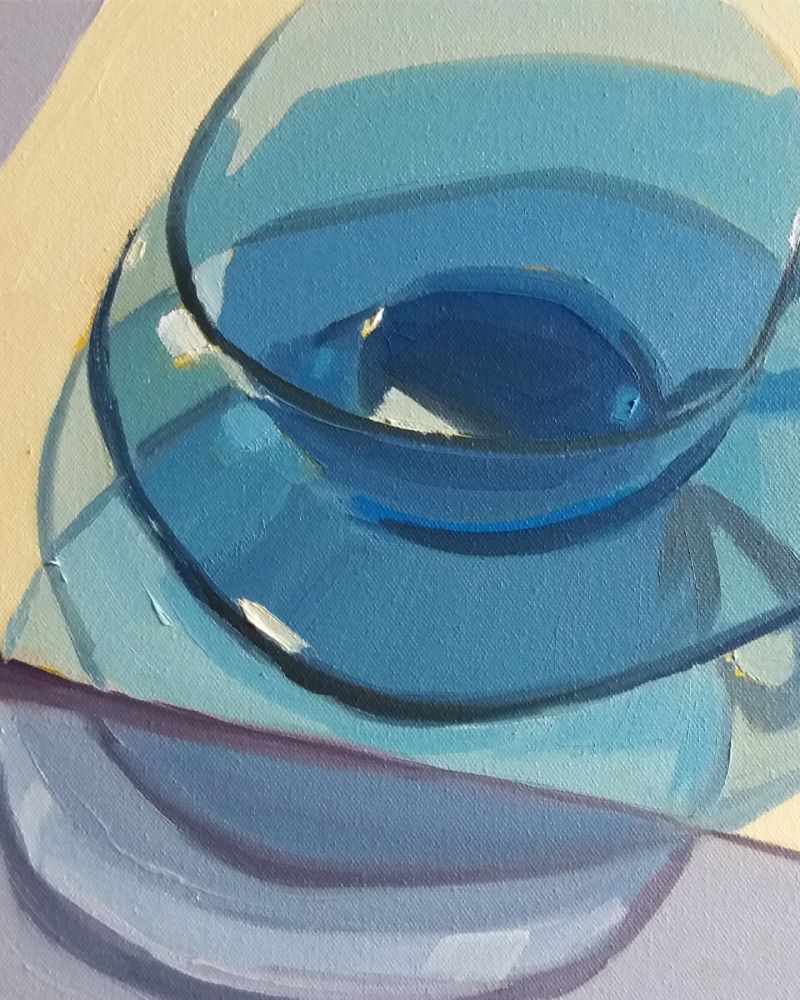 Blue Glass Cup and Saucer