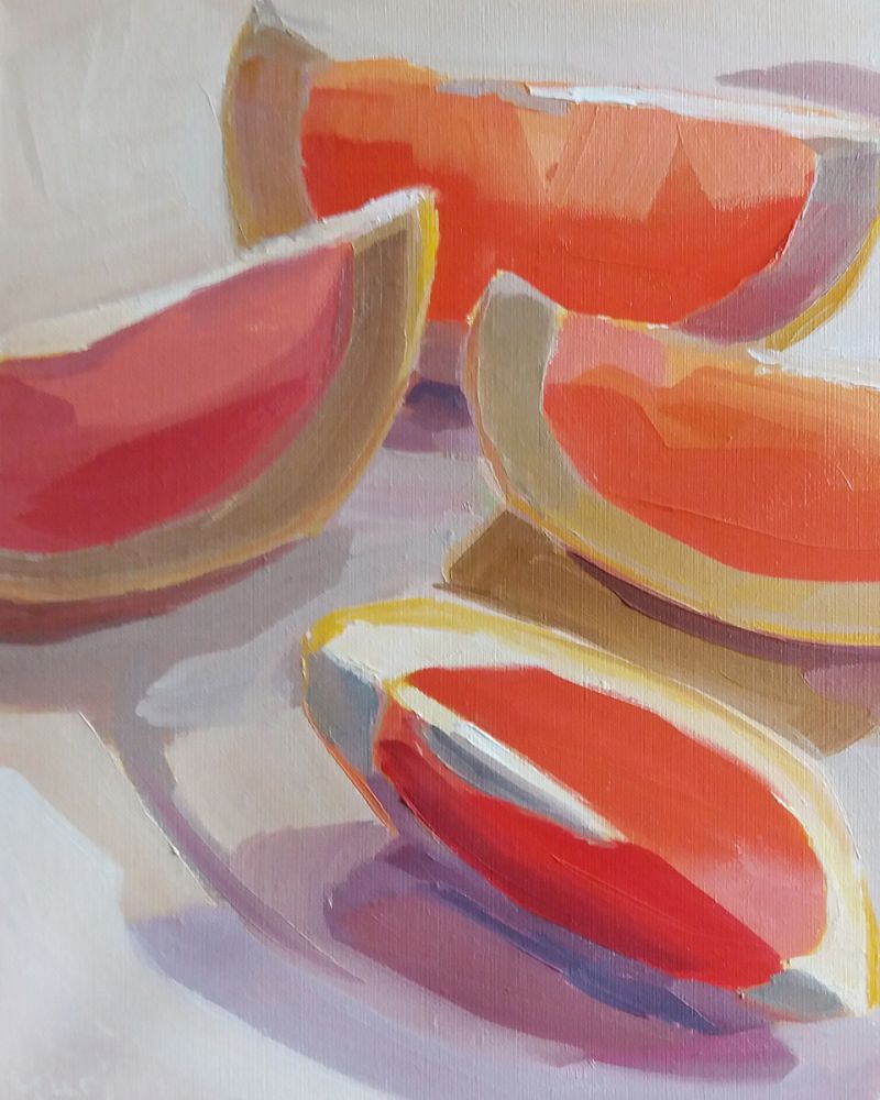 Grapefruits on White Plate