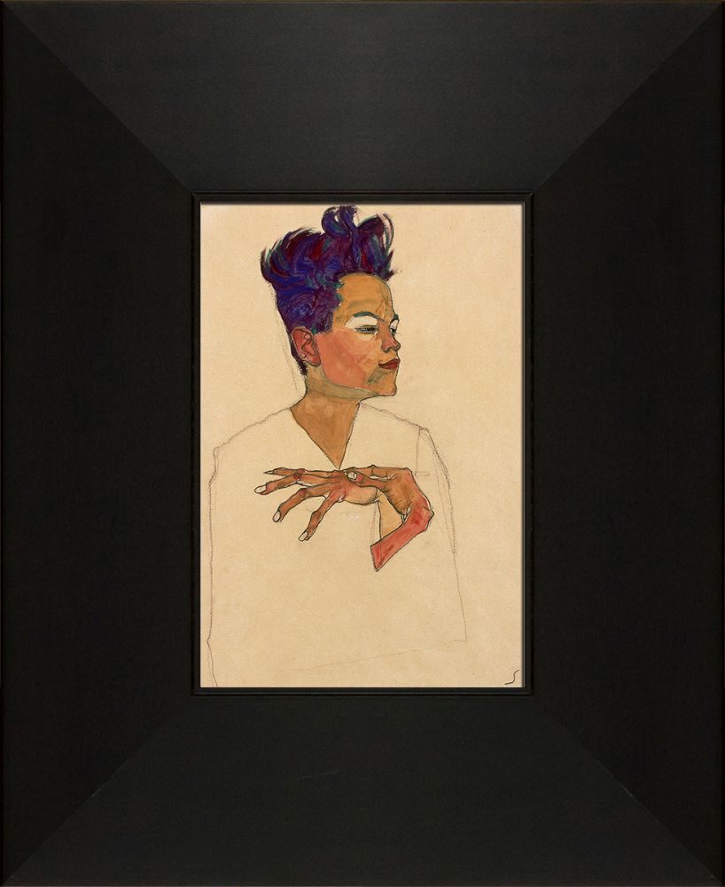 Self Portrait with Hands on Chest Pre-Framed Miniature