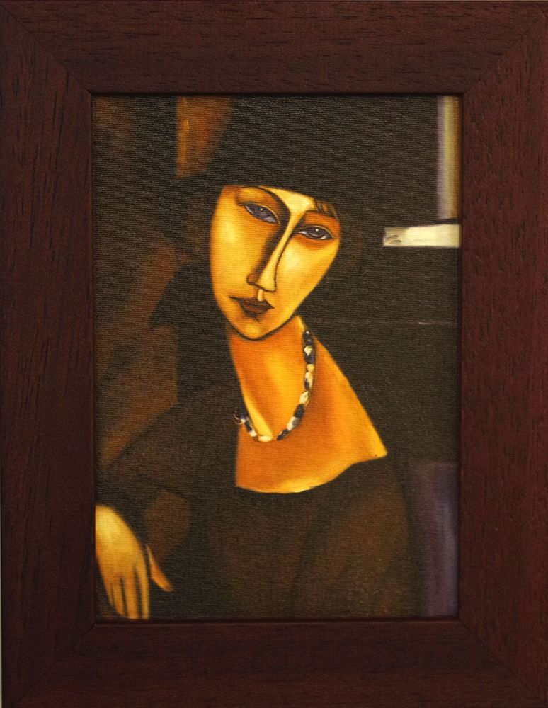 Jeanne Hebuterne with Hat and Necklace Pre-Framed Miniature