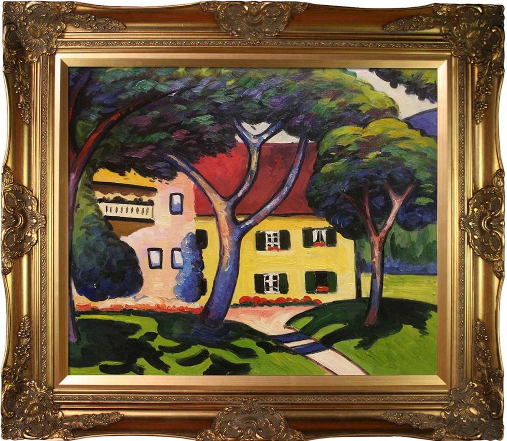 House in a Landscape Pre-Framed - Victorian Gold Frame 20"X24"