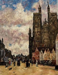 Abbeville, Street and the Church of Saint-Folfran