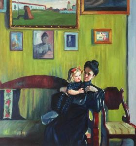 Portrait of Y.E. Kustodieva with Daughter Irina