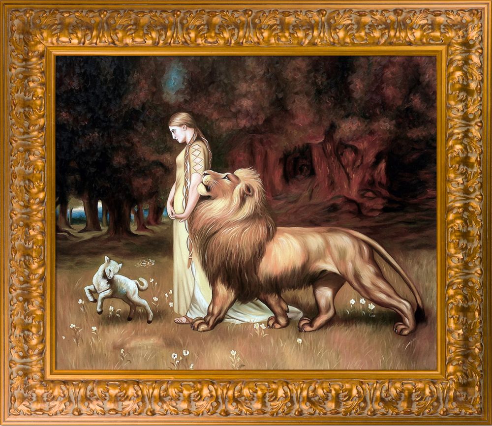 Una and the Lion Pre-Framed - Sicilian Gold Frame 20" X 24"